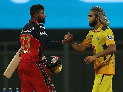 Mohammed Siraj of Royal Challengers Bangalore and Imran Tahir of Chennai Super Kings.