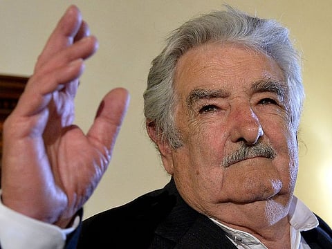 Former Uruguayan president Jose 'Pepe' Mujica attends the presentation of his first book 'La felicità al potere' in Rome in 2015
