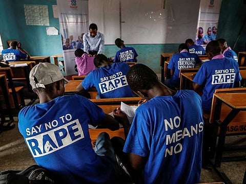 File photo: Students are seen in a classroom as they receive lectures about prevention of sexual violence by a representative of Women at Risk International Foundation (WARIF) at Oregun High School, in Lagos, Nigeria March 31, 2021. 