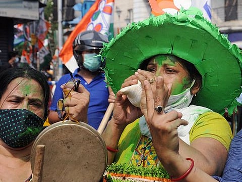 Photos, India Assembly elections 2021 results: Subdued poll celebrations amid COVID-19 surge