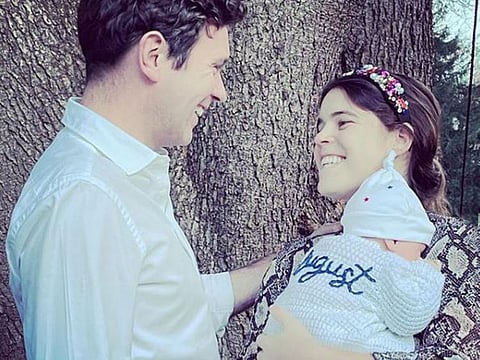 Jack Brooksbank with Princess Eugenie and Baby August