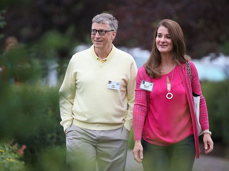 In this file photo taken on July 11, 2015 Billionaire Bill Gates, chairman and founder of Microsoft Corp., and his wife Melinda attend the Allen & Company Sun Valley Conference in Sun Valley, Idaho. - Bill Gates, the Microsoft founder-turned philanthropist, and his wife Melinda are divorcing after a 27-year-marriage, the couple said in a joint statement Monday. The announcement from one of the world's wealthiest couples, with an estimated net worth of some $130 billion, was made on Twitter.