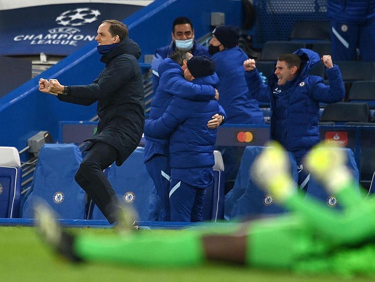 Chelsea manager Thomas Tuchel celebrates after defeating Real Madrid