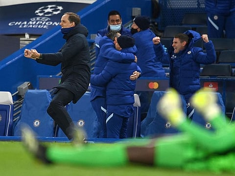 Chelsea manager Thomas Tuchel celebrates after defeating Real Madrid