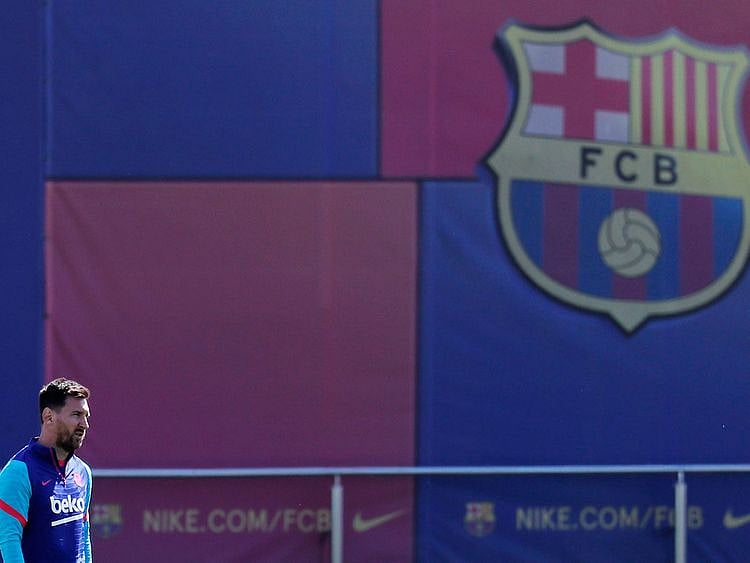 Lionel Messi during Barcelona training