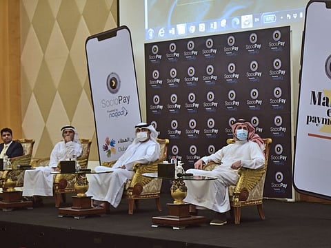 From left: Shravan Charya - CEO & Founder of SocioPay, Thani AlZaffin - CEO of Emaratech Group,  Abdullah AlShehhi - COO of Dubai Cares and Ali AlZayar - Board Member of SocioPay at the press conference in Dubai on Sunday.