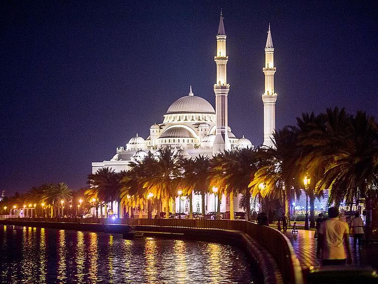 Stock Sharjah skyline Corniche
