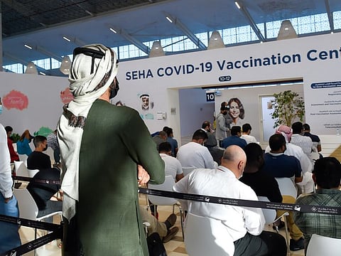 Visitors at a Seha COVID-19 Vaccination Center in Mina Zayed, Abu Dhabi.