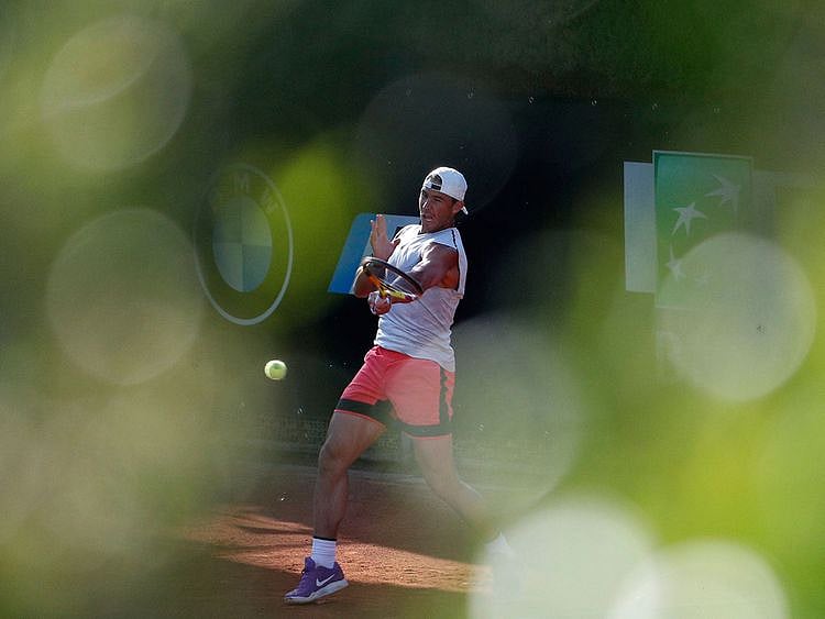 Rafael Nadal in training ahead of the Rome Masters