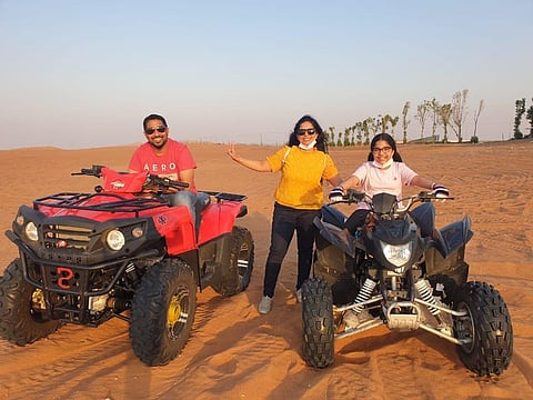 Vinu Antony enjoys a day in the desert with family. 