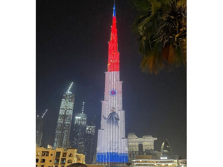 Rangers' colours light up the Burj Khalifa in Dubai