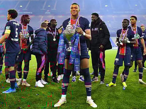 Walking tall: Kylian Mbappe masterminded PSG's triumph in the French Cup final against Monaco on Wednesday night.