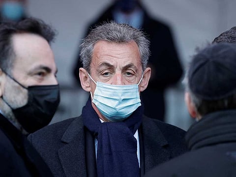 Former French President Nicolas Sarkozy waits before a ceremony paying homage to the victims of terrorism at the Invalides monument in Paris, France March 11, 2021. 