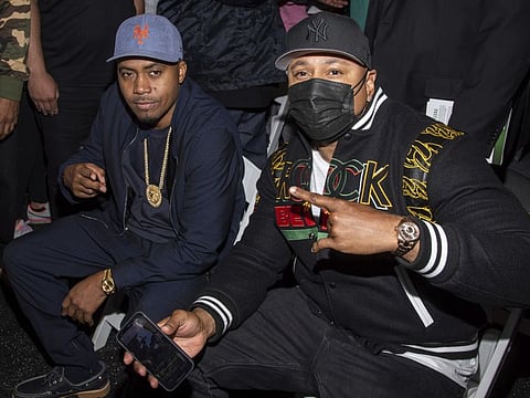 Nas and LL Cool J attend the Universal Hip Hop Museum groundbreaking ceremony on Thursday, May 20, 2021, in the Bronx borough of New York.