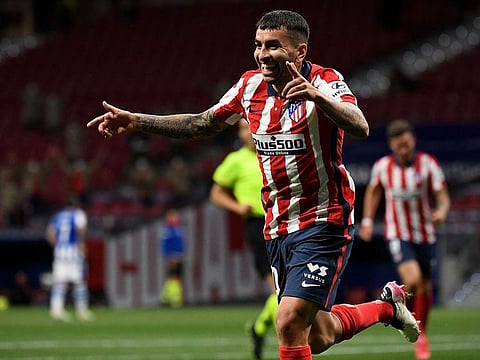 Atletico Madrid's Argentine forward Angel Correa celebrates 