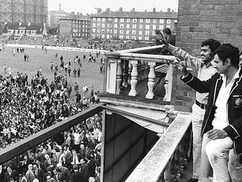 August 24, 1971: Indian skipper Ajit Wadekar (right) and their matchwinner, Bhagwat Chandrasekhar, wave at the ecstatic crowd at The Oval in London after the underdogs sealed a 1-0 Test series win.