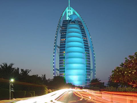 Burj Al Arab Jumeirah turned teal at 7pm on 23 and 24 May 2021 as part of the Turn It Teal initiative to raise awareness of food allergies