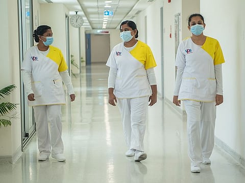 Ambily MB, Amruta Antony and Lincy Paul during at VPS Helathcare hospital in the UAE.