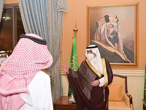 Governor of Tabuk Prince Fahd Bin Sultan meets the Saudi man who pardoned his son's killer. 