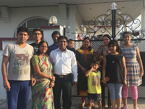 From left: Pankaj Agarwal, his mother, brother Neeraj Agrawal and other family members.  