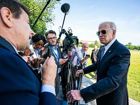 President Joe Biden speaks to reporters outside the White House on Tuesday, May 25, 2021. Biden ordered US intelligence agencies on Wednesday to investigate the origins of the coronavirus.