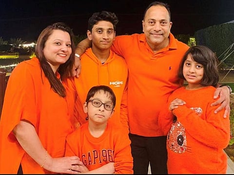 Indian expatriate Rajesh Mammayil with his family members. Sharjah resident Mammayil said he had flown home to Thrissur in Kerala, India, when his father passed away due to cancer on April 15. He is stuck there since then. 
