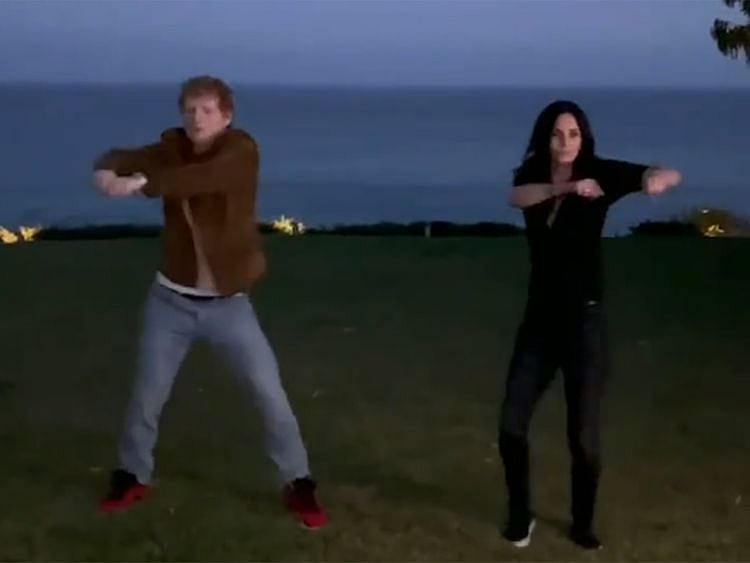 Ed Sheeran and Courteney Cox 