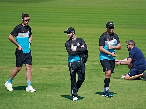 New Zealand's captain Kane Williamson attends a training session at Lord's Cricket Ground 
