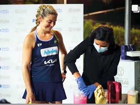 Dr Supriya Chauhan with world no 1 female padel player Alejandra Salazar