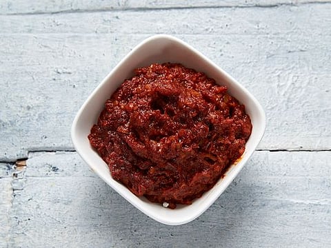 Making Schezwan sauce at home 