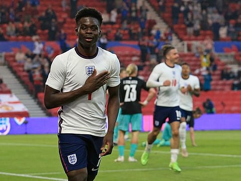 England's Bukayo Saka has been a target of social media abuse following his penalty miss in the Euro 2020 final against Italy.