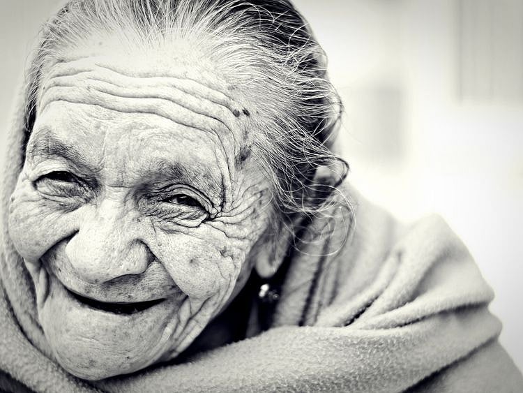old laughing woman 