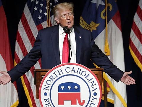 Former President Donald Trump speaks at the North Carolina Republican Convention Saturday, June 5, 2021, in Greenville, North Carolina. 