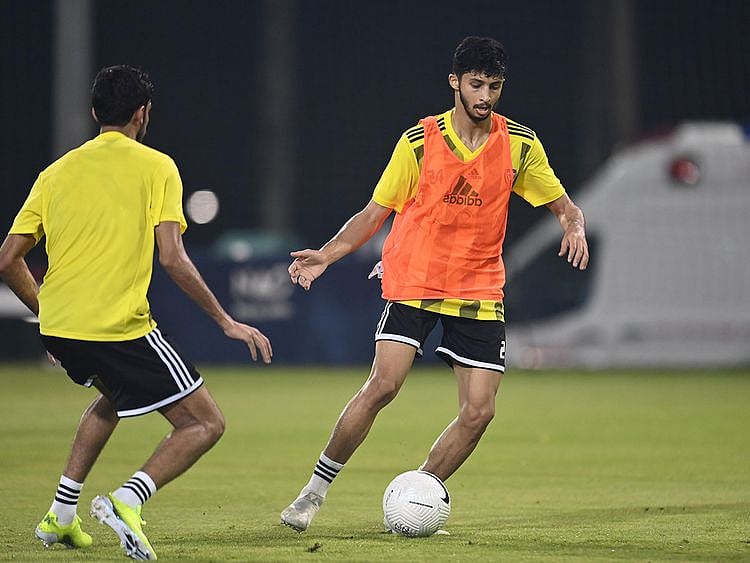 The UAE football team in training