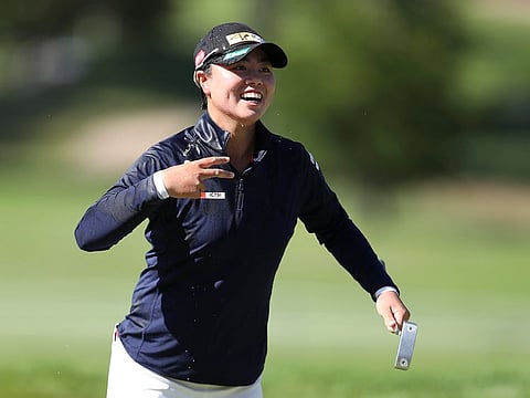 Yuka Saso, of the Philippines, celebrates her victory during the final round of the U.S. Women's Open golf tournament at The Olympic Club, Sunday, June 6, 2021, in San Francisco.