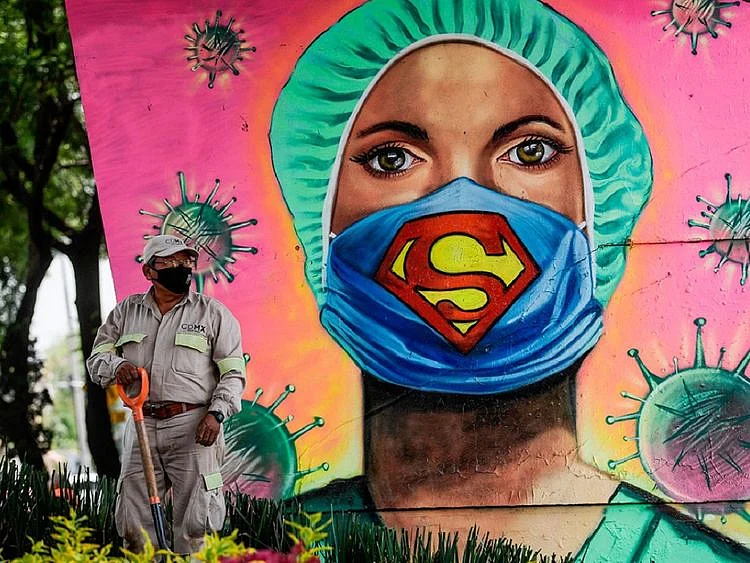 Masks Mexico mural 