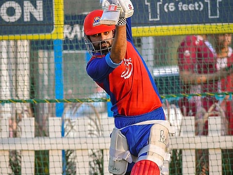 A classy follow through of the bat by Babar Azam, star batsman of Karachi Kings, in practice in Abu Dhabi on Tuesday.