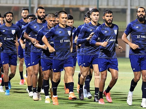 India's football captain Sunil Chhetri (front row, left) had been an inspirational figure for his younger teammates for several years now.