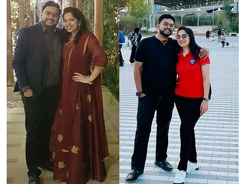 Eibu Kurien and his wife before (left) and after