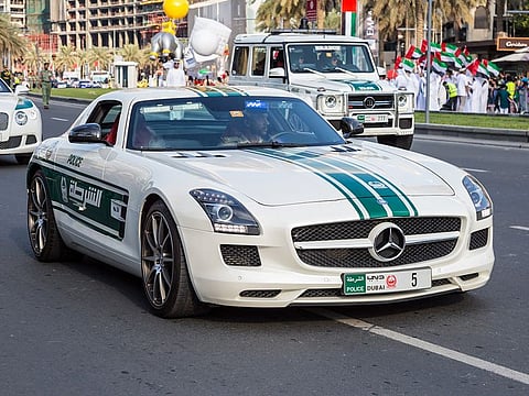 The SLS AMG, seen here at the 44th UAE National Day celebration parade at the Mohammed Bin Rashid Boulevard in Dubai on December 01, 2015, has been shipped to Italy already.