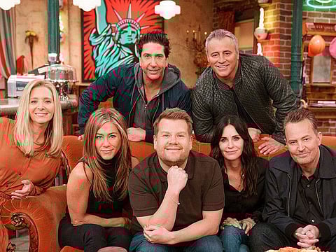 James Corden with the cast of 'Friends'.