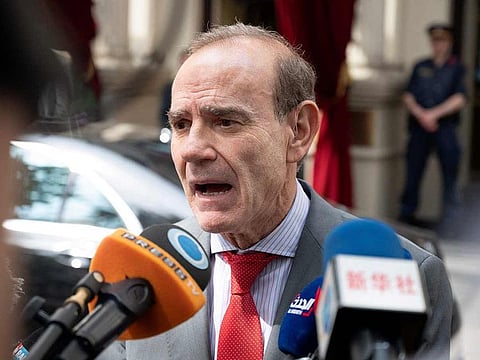 Deputy Secretary General/Political Director of the European External Action Service (EEAS), Enrique Mora speaks to journalists outside the 'Grand Hotel Wien' after the closed-door nuclear talks in Vienna on June 20, 2021, where diplomats of Britain, the EU, China, Russia and Iran hold their talks. A