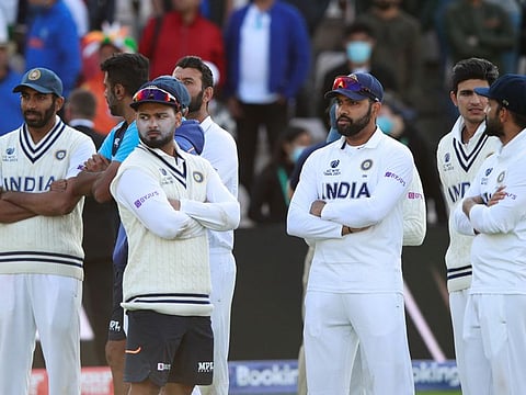 Indian team members look a disappointed lot after their defeat in Southampton on Wednesday.