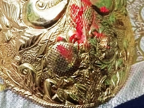 Manoj Sengar, also known as ‘Manojanand Maharaj’ has spent Rs500,000 to get this gold mask.