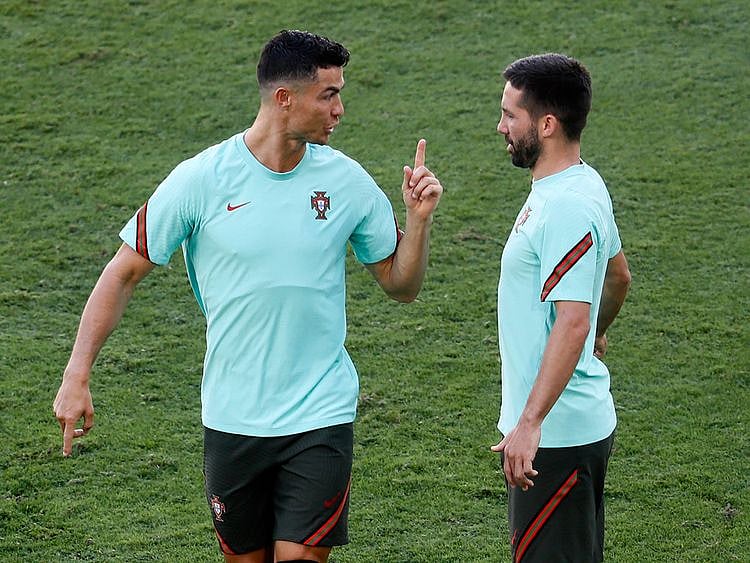 Cristiano Ronaldo calls the shots during training for Portugal