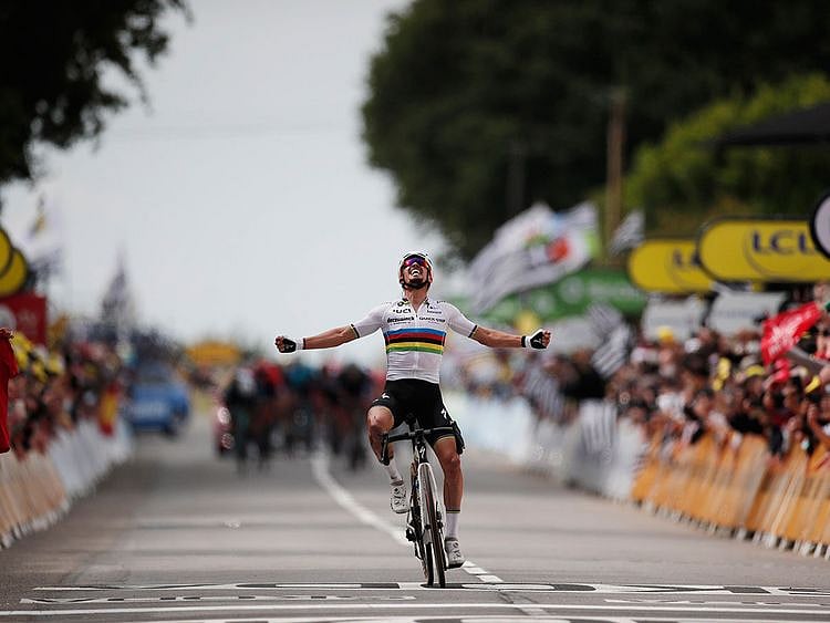 Julian Alaphilippe wins the first stage of the Tour de France