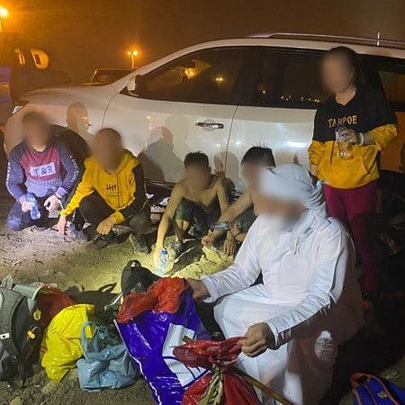 The violators who infiltrated Sharjah’s nature reserves after their arrest.