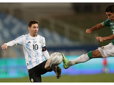 Argentina's Lionel Messi in action against Bolivia