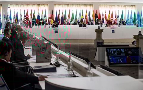 A G20 foreign and development ministers meeting underway in Matera, on June 29, 2021. 