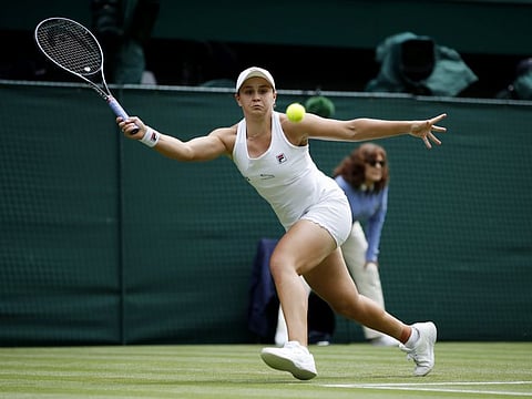 Australia's Ashleigh Barty in action during her second round match against Russia's Anna Blinkova.